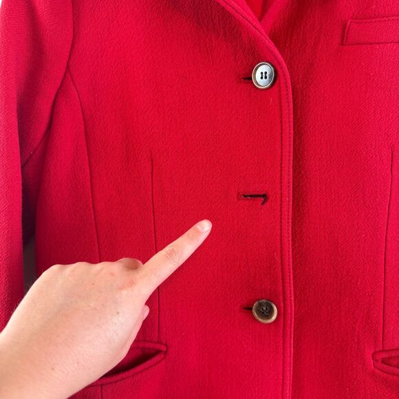 J.CREW Double Cloth Manifattura di Carmignano Italian Wool Pea Coat Red Size 10T - Picture 2 of 13